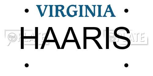 HAARIS Virginia License Plate