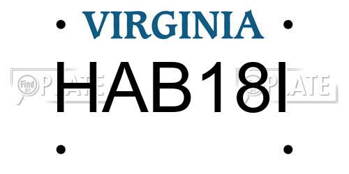 HAB18I Virginia License Plate