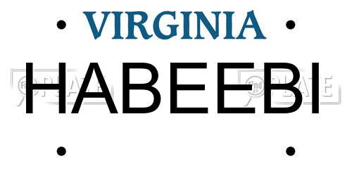 HABEEBI Virginia License Plate