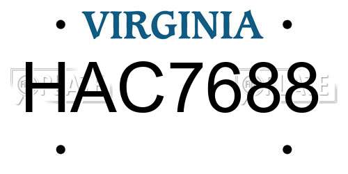 HAC7688 Virginia License Plate