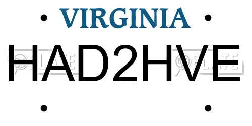 HAD2HVE Virginia License Plate