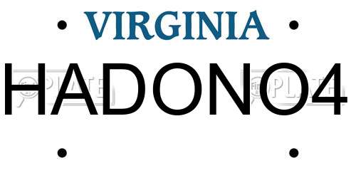 HADONO4 Virginia License Plate
