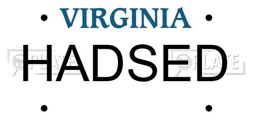 HADSED Virginia License Plate