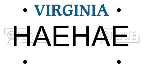 HAEHAE Virginia License Plate