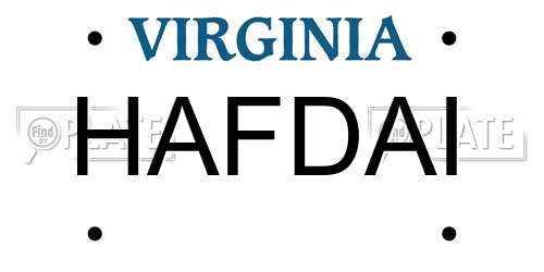 HAFDAI Virginia License Plate