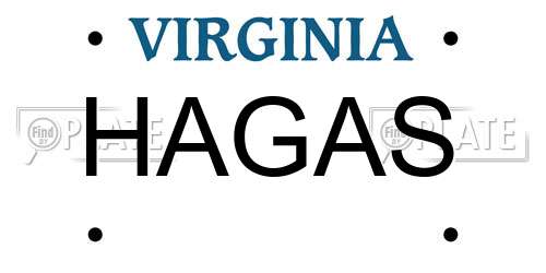 HAGAS Virginia License Plate