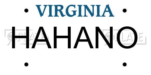 HAHANO Virginia License Plate