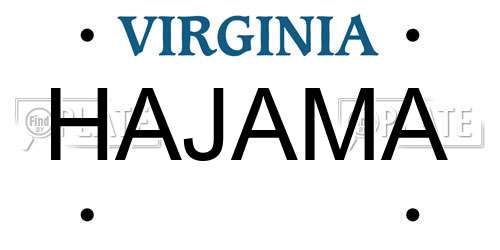 HAJAMA Virginia License Plate