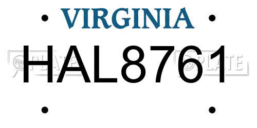 HAL8761 Virginia License Plate