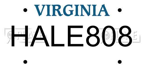 HALE808 Virginia License Plate