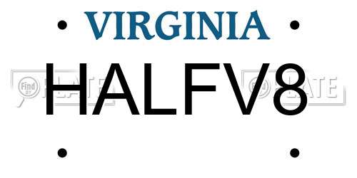 HALFV8 Virginia License Plate
