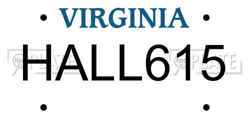 HALL615 Virginia License Plate