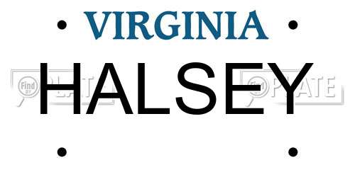 HALSEY Virginia License Plate