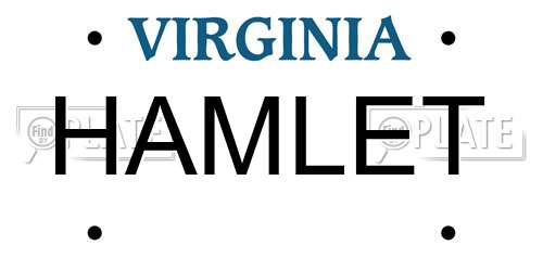 HAMLET Virginia License Plate