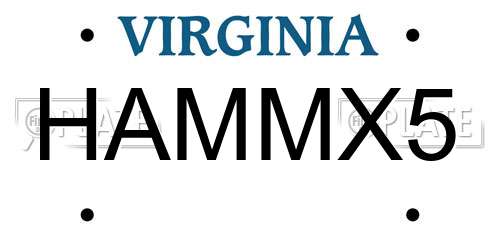 HAMMX5 Virginia License Plate