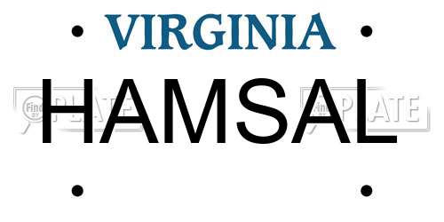 HAMSAL Virginia License Plate