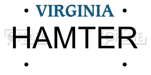 HAMTER Virginia License Plate