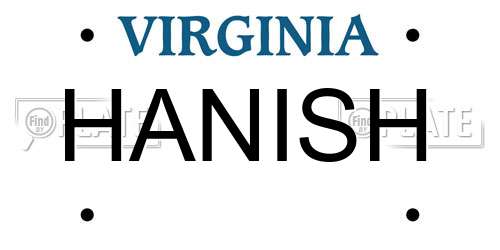 HANISH Virginia License Plate