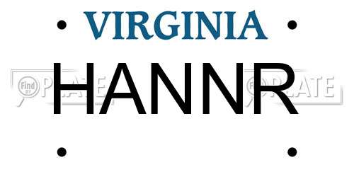 HANNR Virginia License Plate