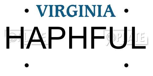 HAPHFUL Virginia License Plate