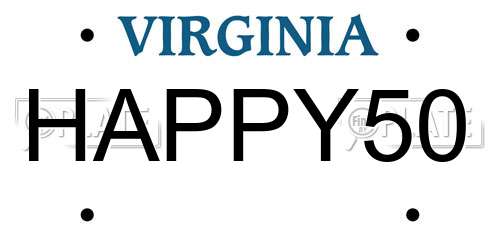 HAPPY50 Virginia License Plate