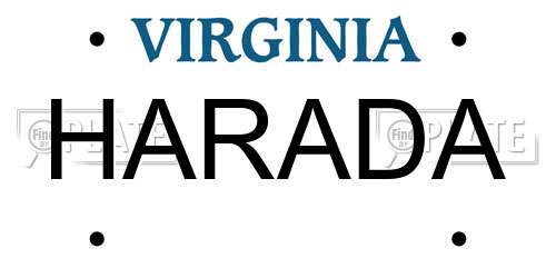 HARADA Virginia License Plate