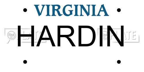 HARDIN Virginia License Plate