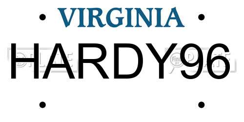 HARDY96 Virginia License Plate