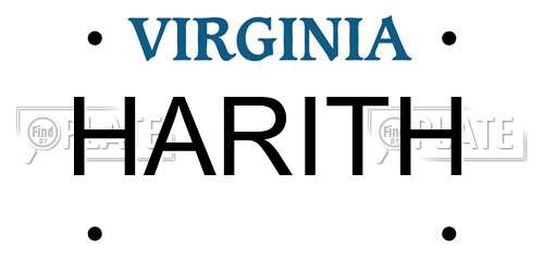 HARITH Virginia License Plate