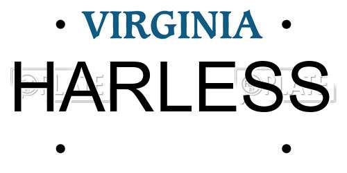 HARLESS Virginia License Plate