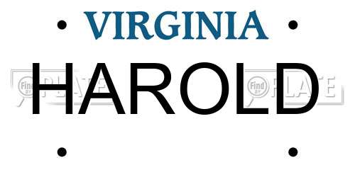 HAROLD Virginia License Plate