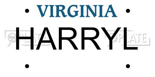 HARRYL Virginia License Plate