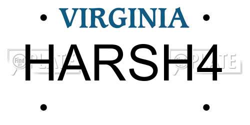 HARSH4 Virginia License Plate