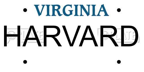 HARVARD Virginia License Plate