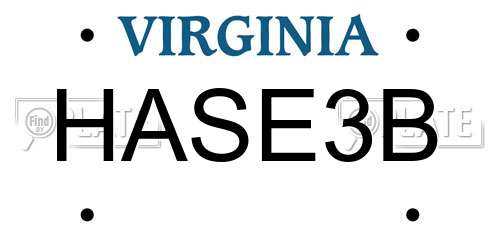 HASE3B Virginia License Plate