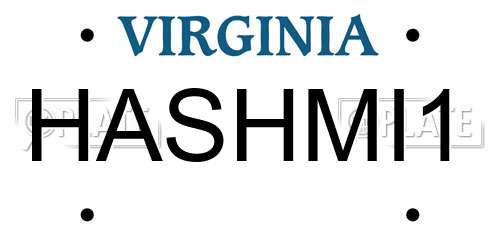 HASHMI1 Virginia License Plate