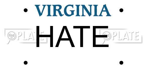 HATE Virginia License Plate