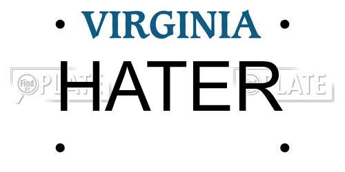HATER Virginia License Plate