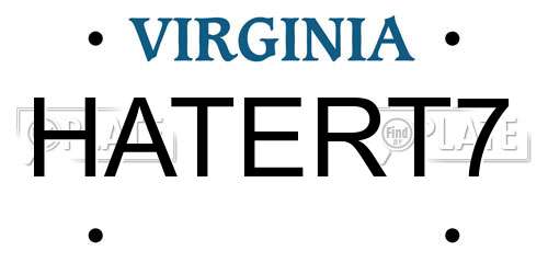 HATERT7 Virginia License Plate