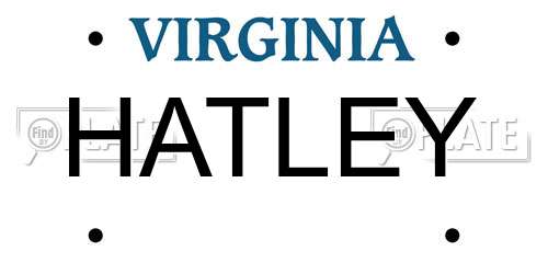 HATLEY Virginia License Plate