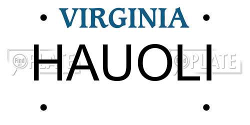HAUOLI Virginia License Plate
