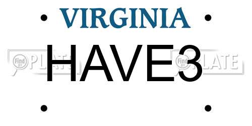 HAVE3 Virginia License Plate