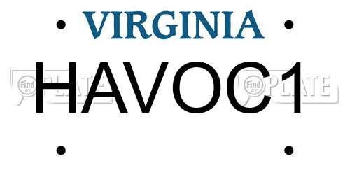 HAVOC1 Virginia License Plate