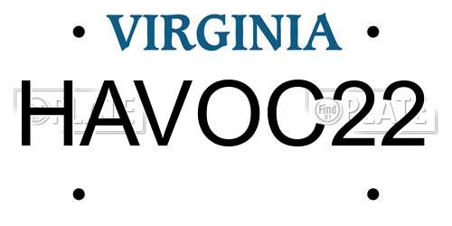 HAVOC22 Virginia License Plate
