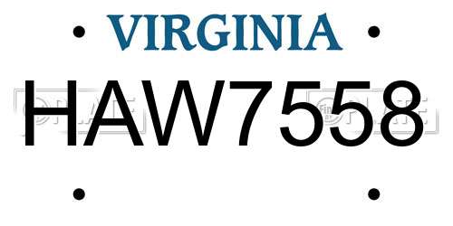 HAW7558 Virginia License Plate