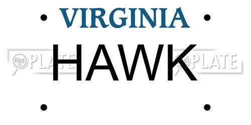 HAWK Virginia License Plate