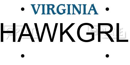 HAWKGRL Virginia License Plate