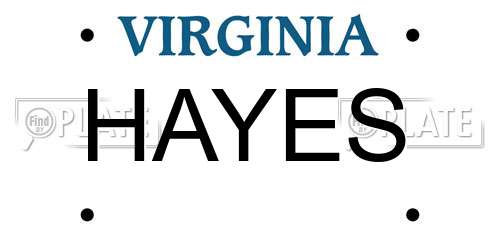 HAYES Virginia License Plate