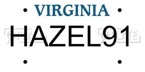 HAZEL91 Virginia License Plate