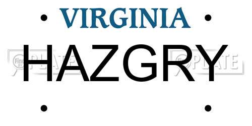HAZGRY Virginia License Plate